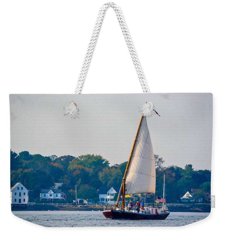 Seascape Weekender Tote Bag featuring the photograph Gundalow Piscataqua by David Thompsen