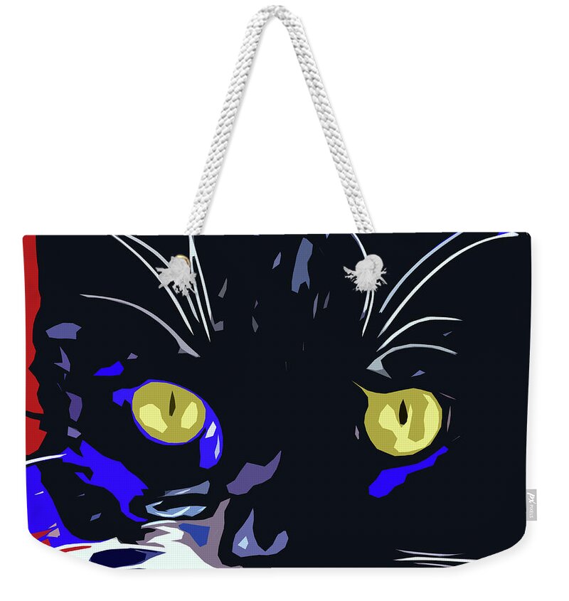 Cat Weekender Tote Bag featuring the digital art Gwendolyn by David G Paul