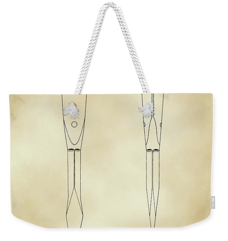 H D Smith Weekender Tote Bag featuring the digital art H. D. Smith Perfect Handle Screwdriver Patent Parchment by David Smith