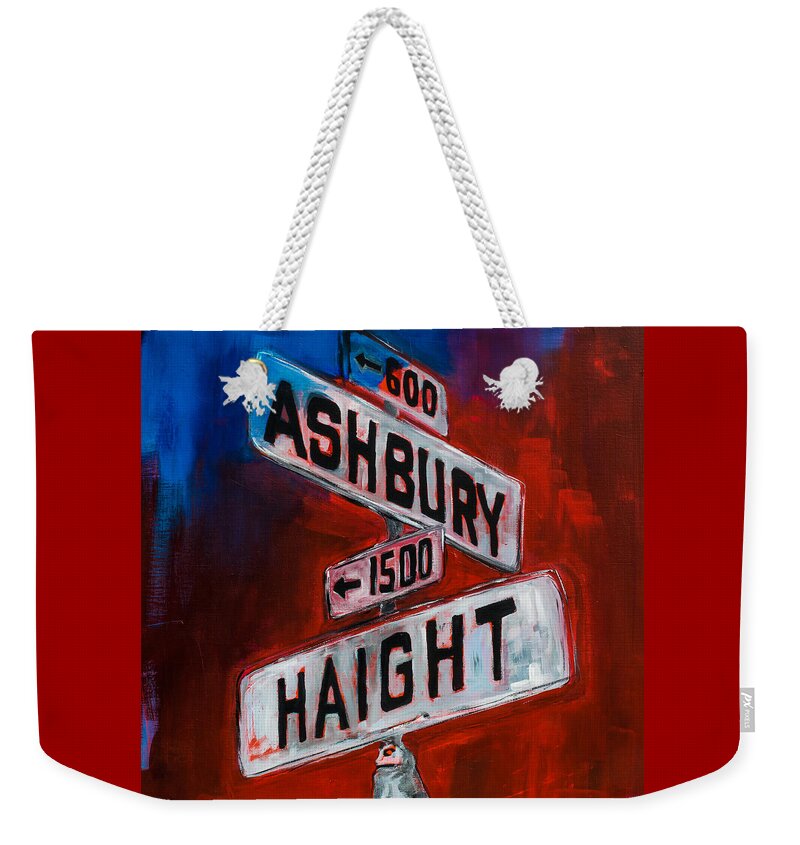 Haight Weekender Tote Bag featuring the painting Haight and Ashbury by Elise Palmigiani
