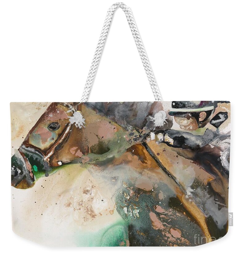 Horse Weekender Tote Bag featuring the painting Hair Raiser by Kasha Ritter