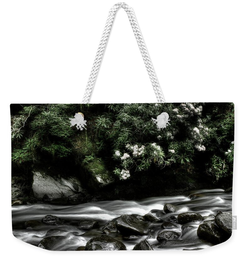 Quiet River Scene Weekender Tote Bag featuring the photograph Half And Half by Mike Eingle