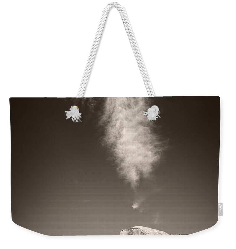 California Weekender Tote Bag featuring the photograph Half Dome and Cloud by Bryan Mullennix