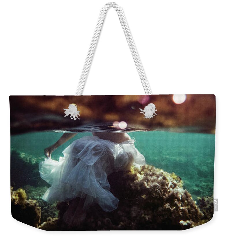 Swim Weekender Tote Bag featuring the photograph Half Mermaid by Gemma Silvestre