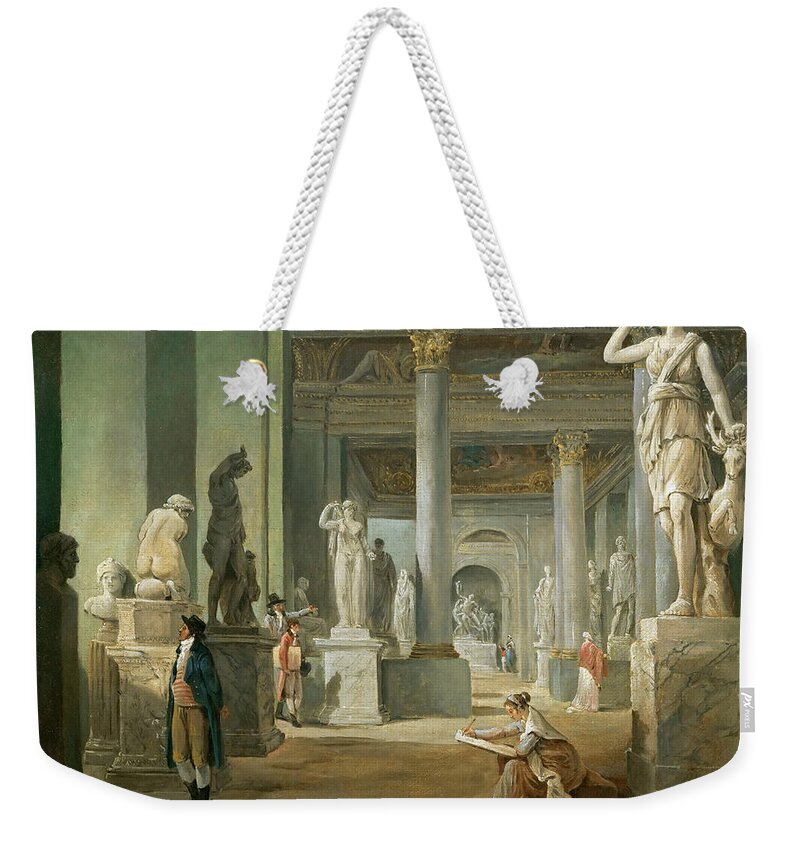 Hubert Robert Weekender Tote Bag featuring the painting Hall of Seasons at the Louvre by Hubert Robert