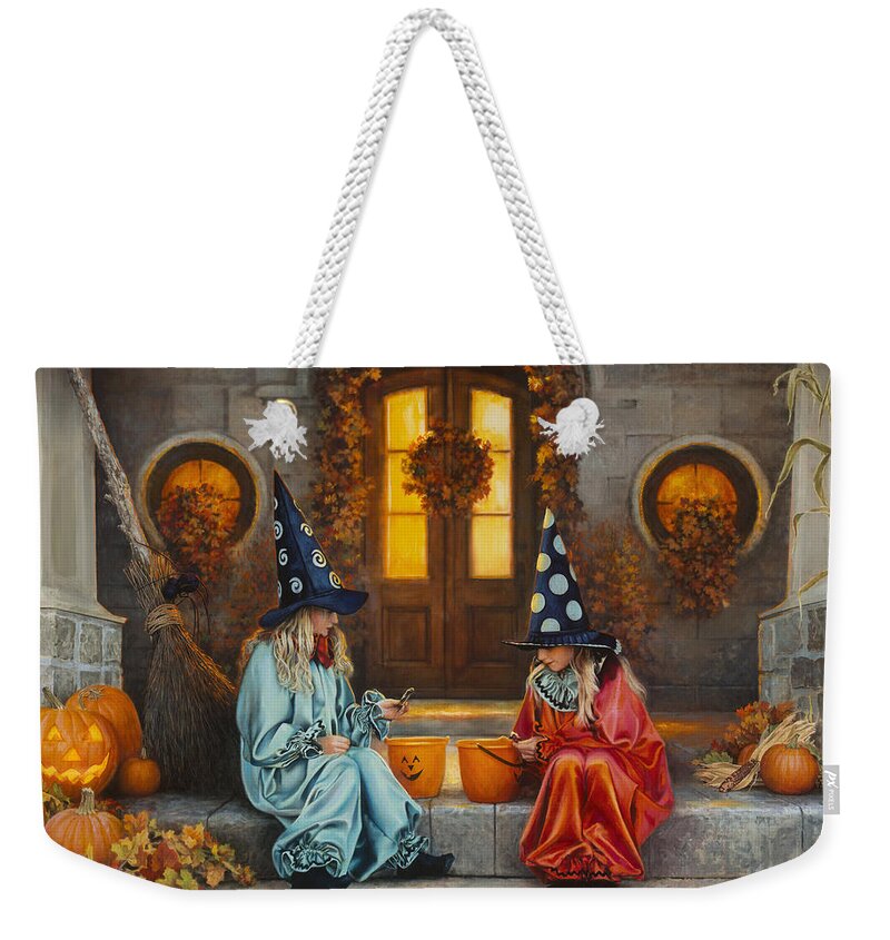 Halloween Weekender Tote Bag featuring the painting Halloween Sweetness by Greg Olsen