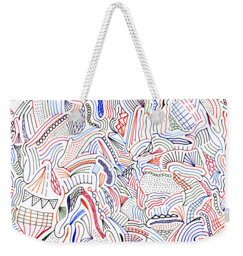 Mazes Weekender Tote Bag featuring the drawing Hallucination by Steven Natanson