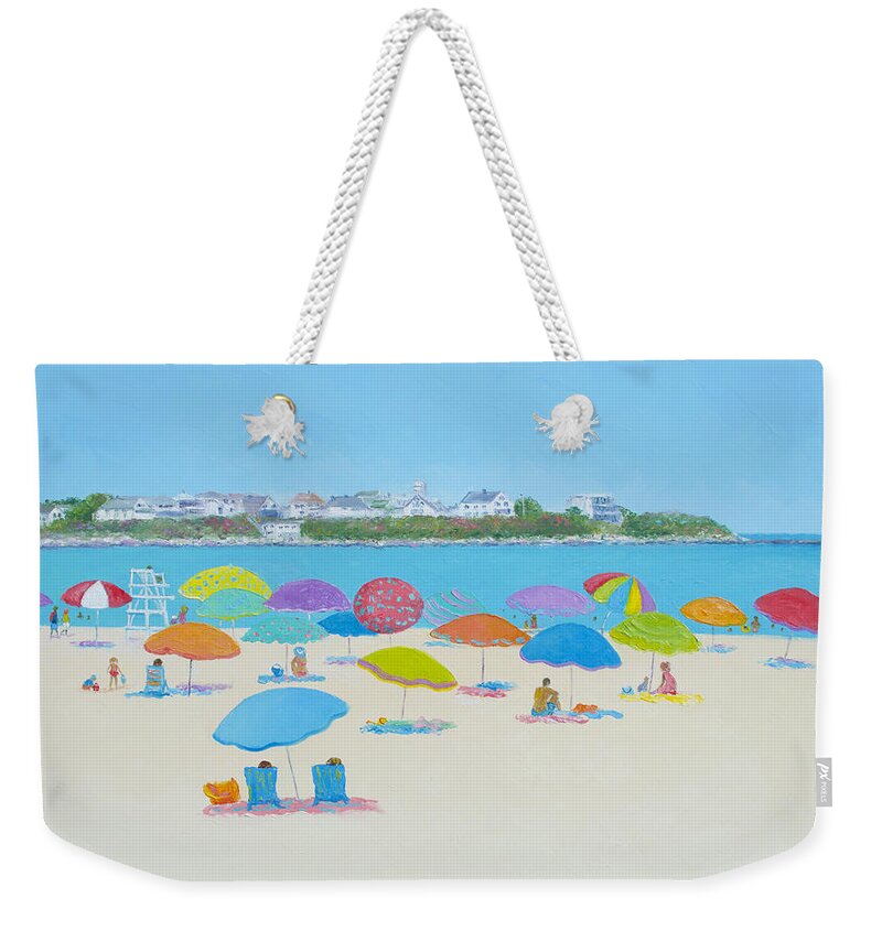 Hampton Beach Weekender Tote Bag featuring the painting Hampton Beach and Boars Head by Jan Matson