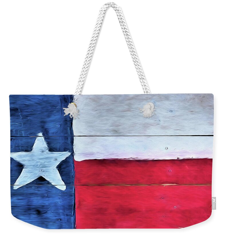 Texas Flag Weekender Tote Bag featuring the photograph Hand Painted Texas Flag by JC Findley