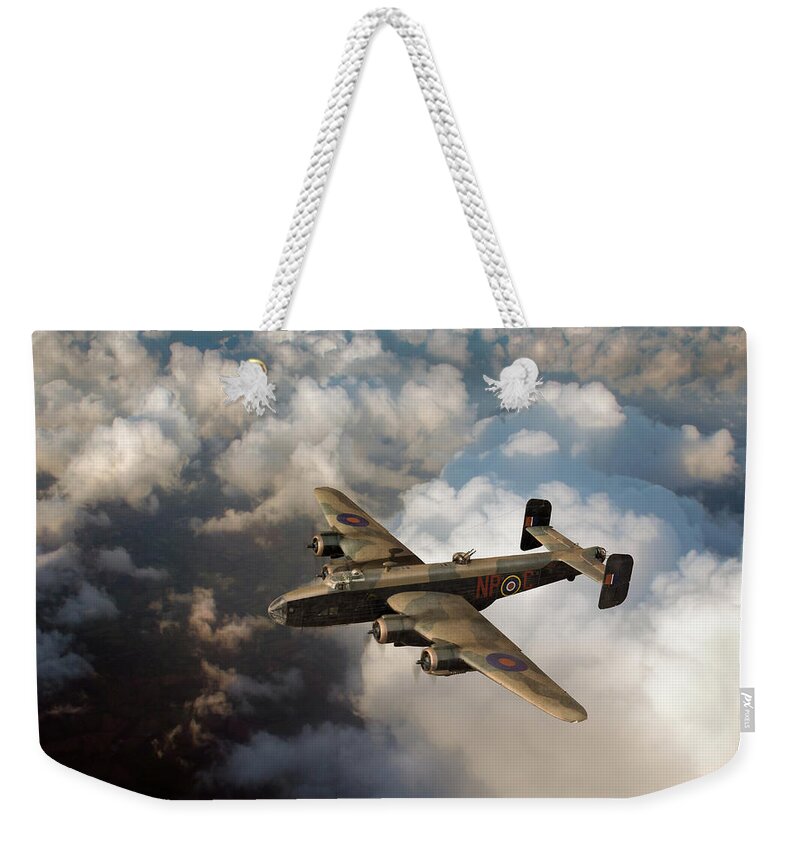 Handley Page Halifax Weekender Tote Bag featuring the photograph Handley Page Halifax B III above clouds by Gary Eason
