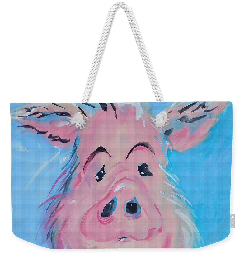 Pig Weekender Tote Bag featuring the painting Hank by Terri Einer
