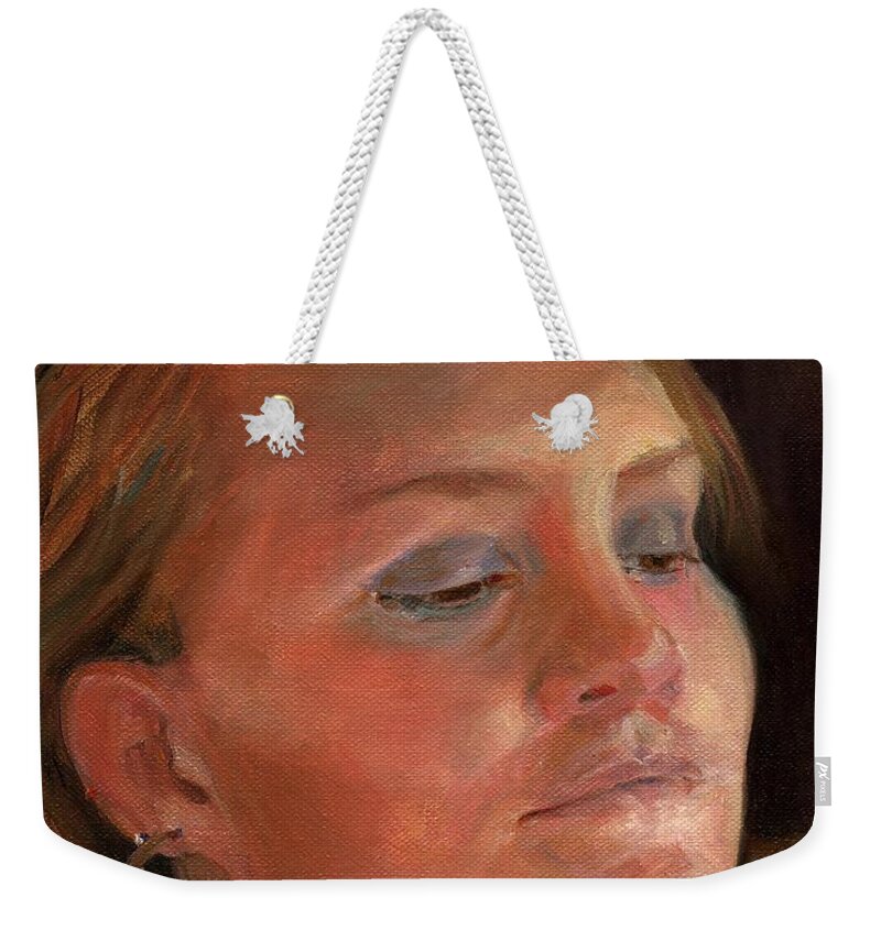 Portrait Weekender Tote Bag featuring the painting Hannah by Susan Hensel