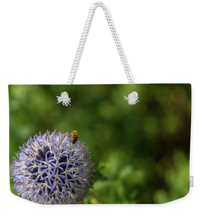 Hampton Weekender Tote Bag featuring the photograph Happy Bee by Lora Lee Chapman