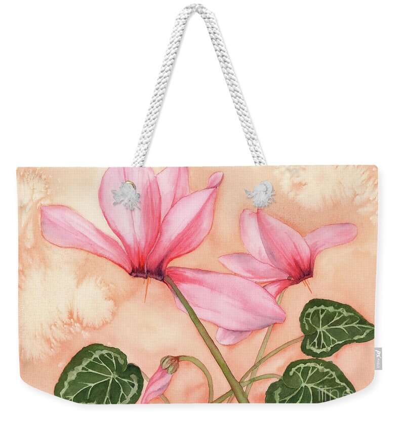 Cyclamen Weekender Tote Bag featuring the painting Happy Dance by Hilda Wagner