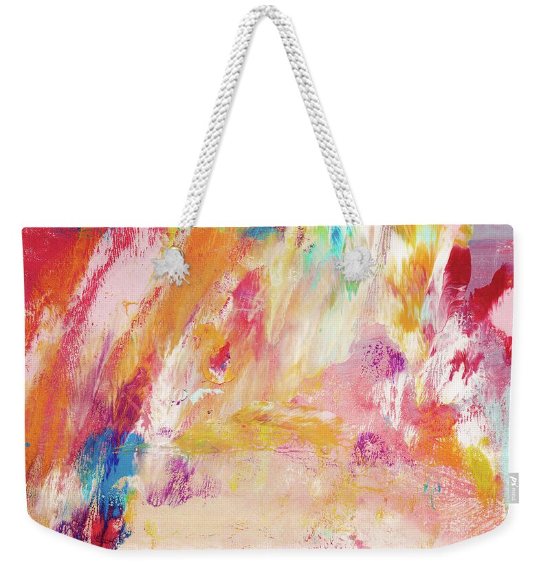 Abstract Painting Weekender Tote Bag featuring the painting Happy Day- Abstract Art by Linda Woods by Linda Woods