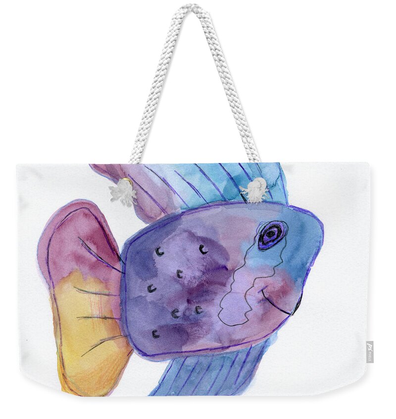 Fish Weekender Tote Bag featuring the painting Happy Fish by Julia Stubbe