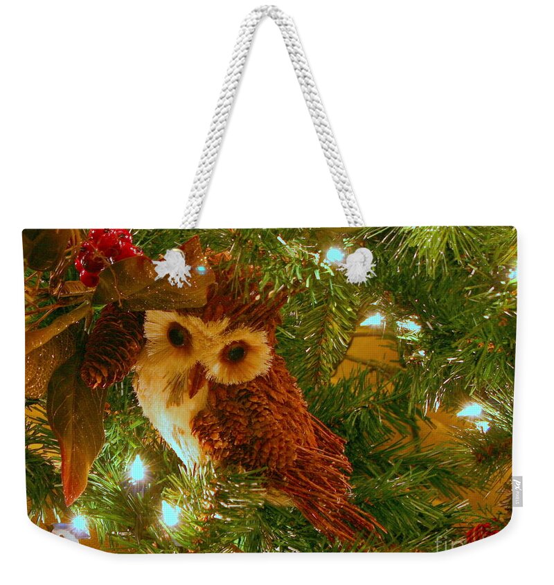 Owl Weekender Tote Bag featuring the photograph Happy Hoooooladays by Marie Neder