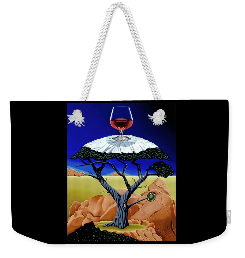 Cypress Tree Weekender Tote Bag featuring the painting Happy Hour at the Midreal Cypress by Paxton Mobley
