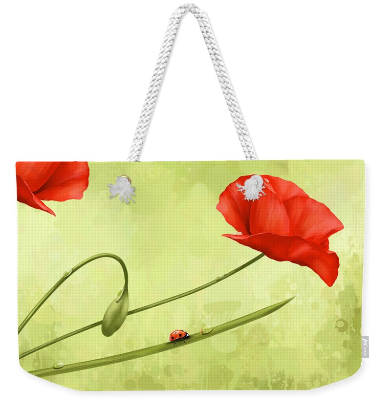 Poppy Weekender Tote Bag featuring the painting Happy Mother's Day by Veronica Minozzi