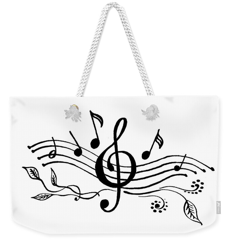 Notes Weekender Tote Bag featuring the painting Happy Notes And Fun Music V by Irina Sztukowski