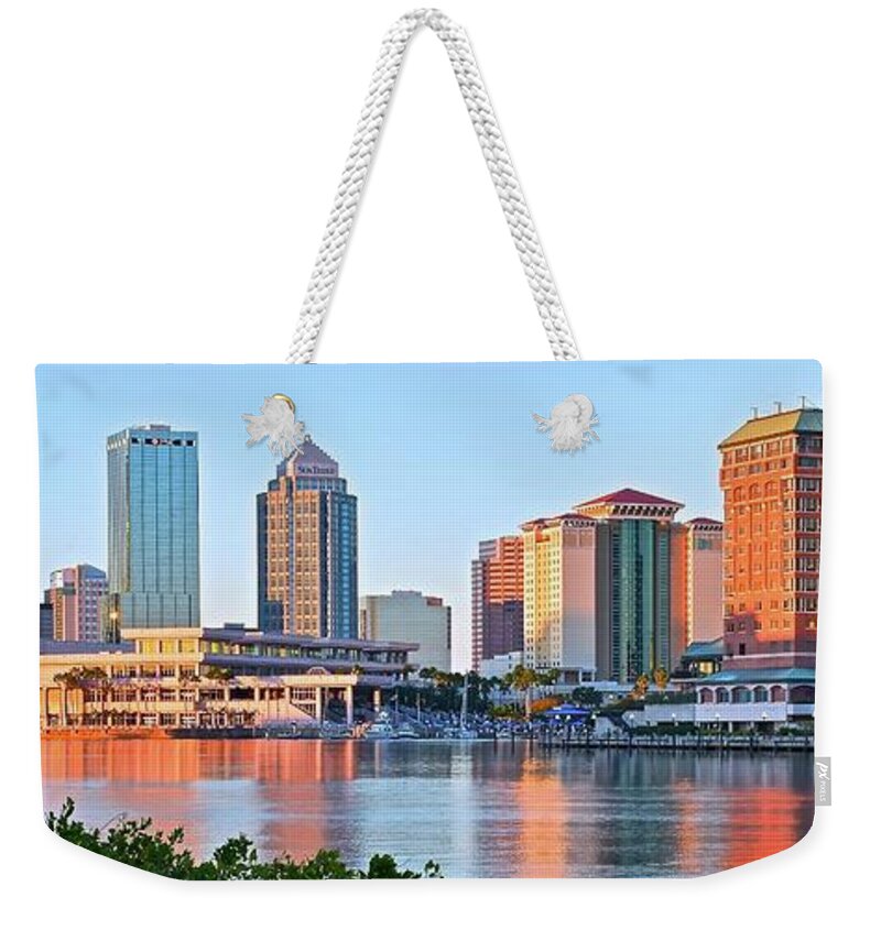 Tampa Weekender Tote Bag featuring the photograph Harbor Sunset Island by Frozen in Time Fine Art Photography