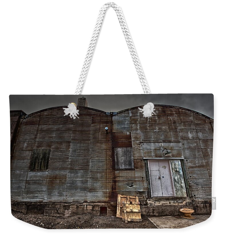 Abandoned Weekender Tote Bag featuring the photograph Hardisty Street Warehouse by Jakub Sisak