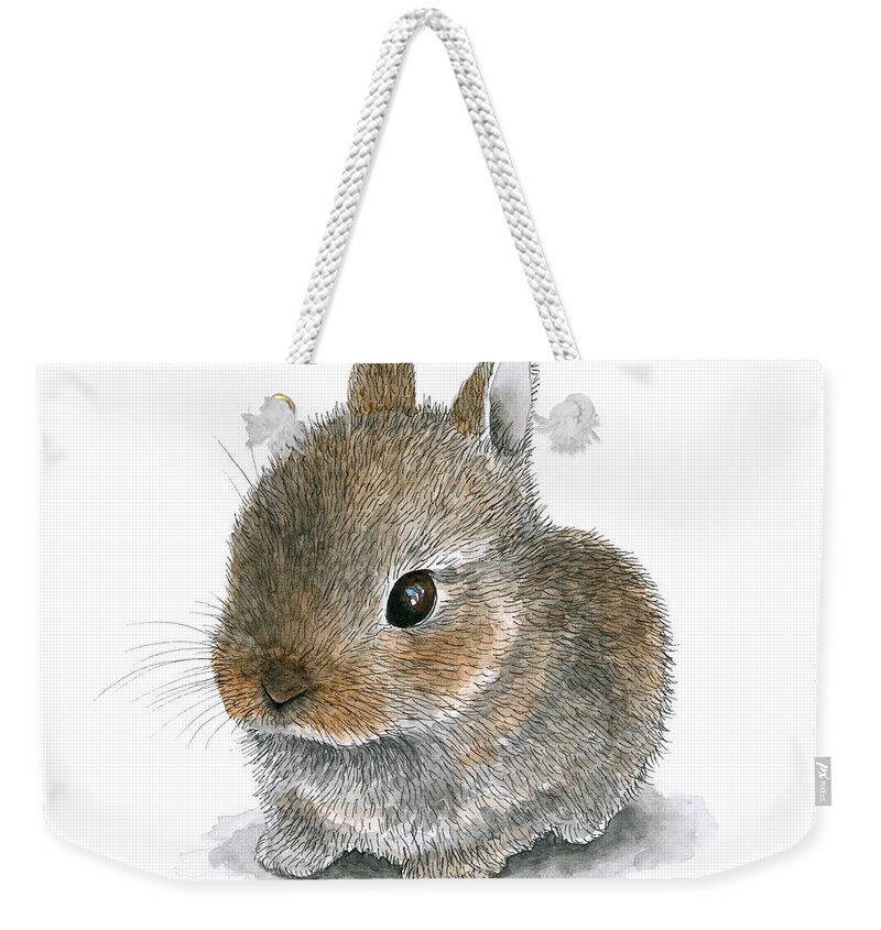 Hare Weekender Tote Bag featuring the painting Hare 61 by Lucie Dumas