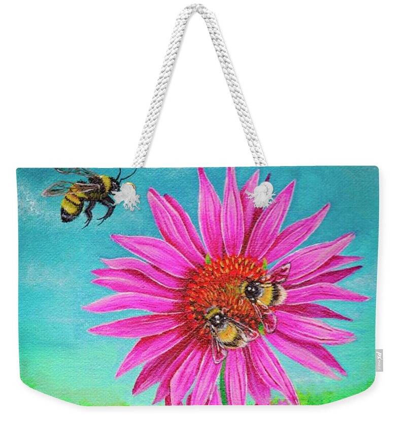 Flowers Weekender Tote Bag featuring the painting Harmony and Love by Sudakshina Bhattacharya