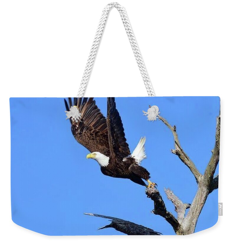 Birds Weekender Tote Bag featuring the photograph Harriet majestic leaving by Liz Grindstaff