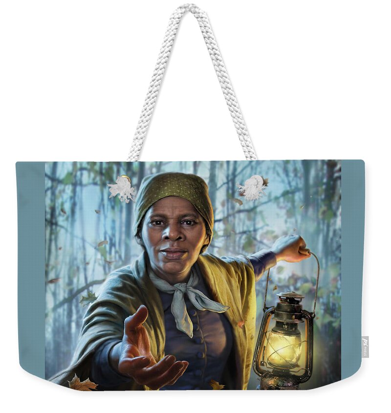 Underground Railroad Weekender Tote Bag featuring the digital art Harriet Tubman by Mark Fredrickson