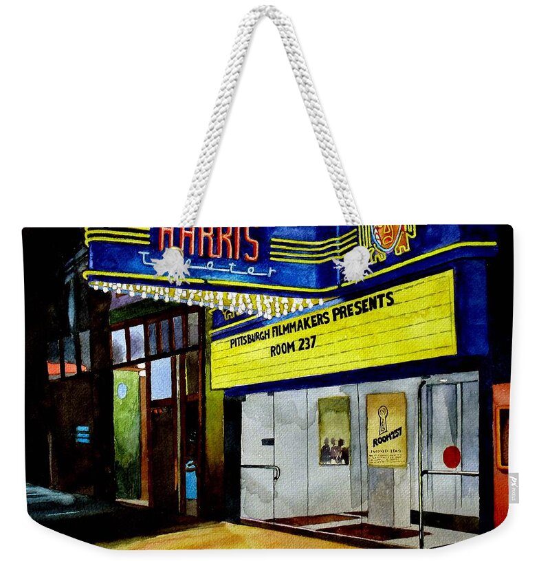 Theater Weekender Tote Bag featuring the painting Harris Theater Pittsburgh Pennsylvania by Christopher Shellhammer