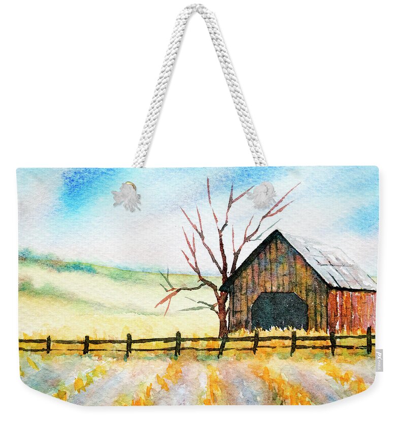 Harvest Weekender Tote Bag featuring the painting Harvest Season by Rebecca Davis