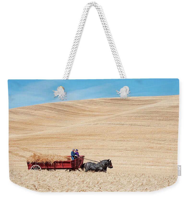 Thrashing Bee Weekender Tote Bag featuring the photograph Harvesting Day by Doug Davidson
