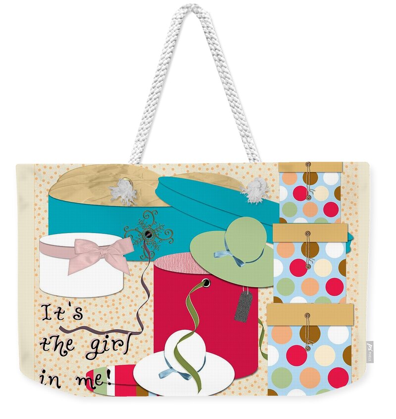 Boxes Weekender Tote Bag featuring the digital art Hats and Ribbons by Yolanda Holmon