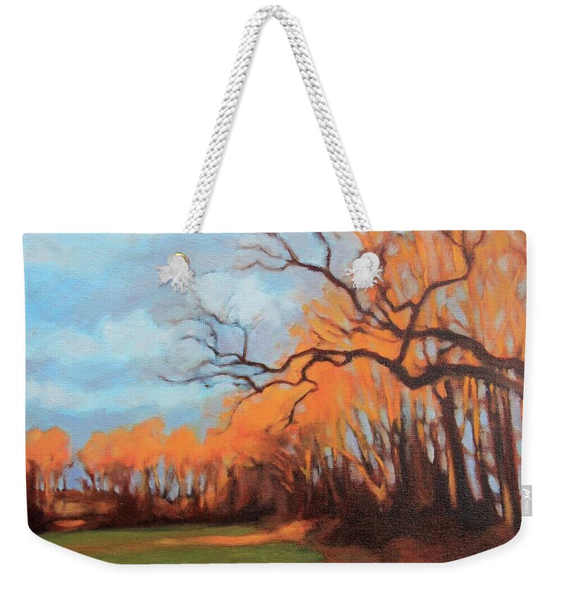 Sunset Weekender Tote Bag featuring the painting Haunting Glow by Andrew Danielsen
