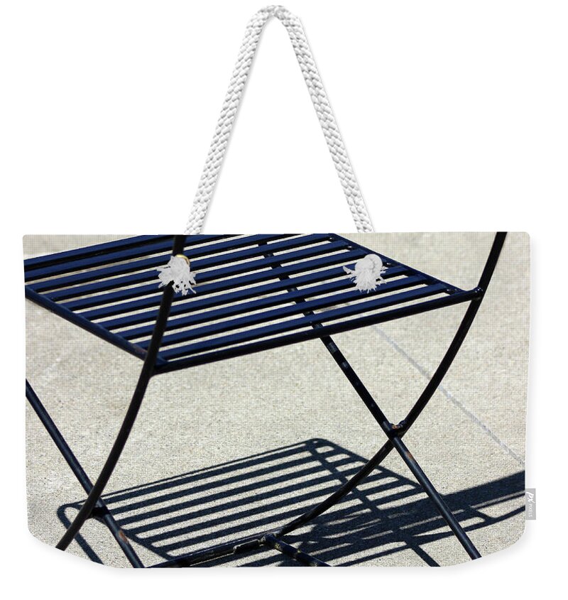 Abstract Weekender Tote Bag featuring the photograph Have a Seat by Karen Adams