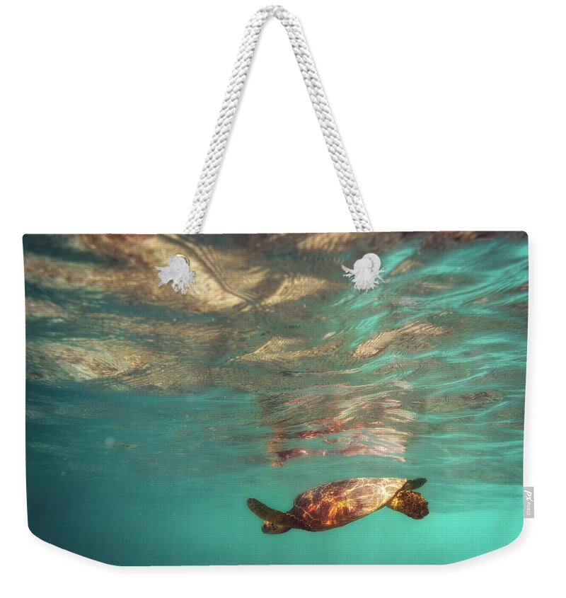 Hawaii Weekender Tote Bag featuring the photograph Hawaiian Turtle by Christopher Johnson