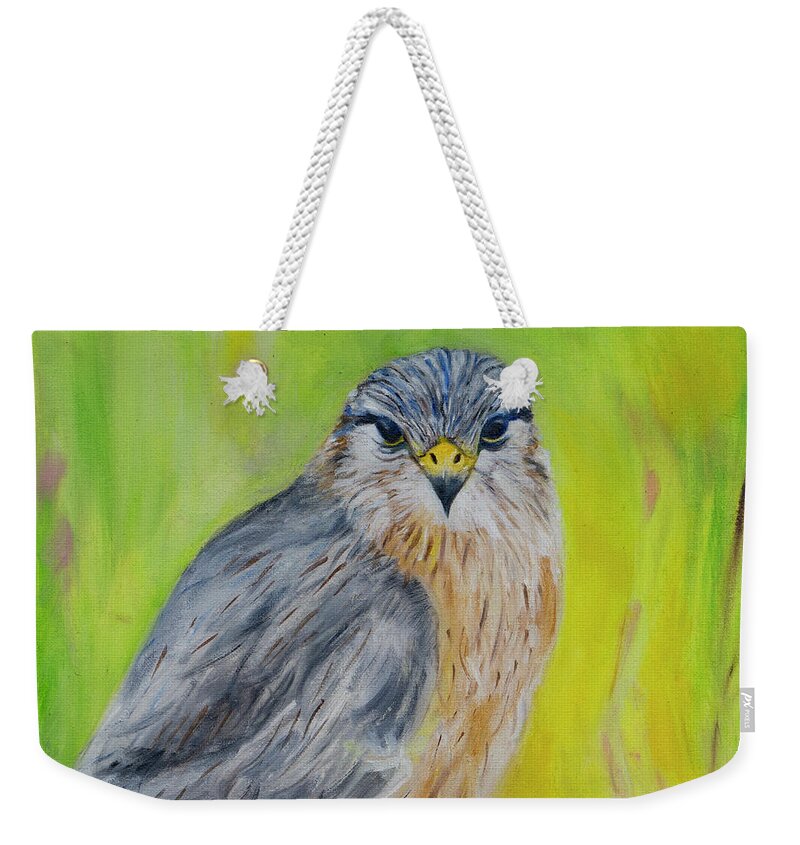 Hawk Weekender Tote Bag featuring the painting Hawk by Kathy Knopp