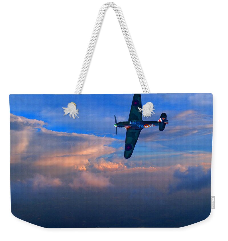 Aircraft Weekender Tote Bag featuring the photograph Hawker Hurricane on Dawn Patrol by Chris Lord