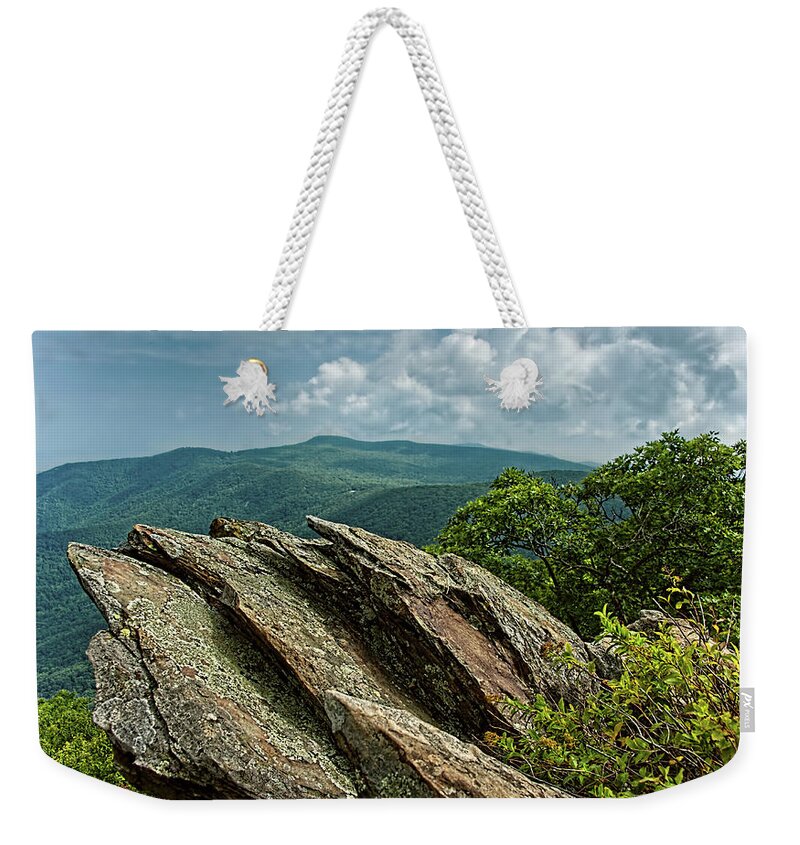 Shenandoah National Park Weekender Tote Bag featuring the photograph Hawksbill Mountain by Lara Ellis