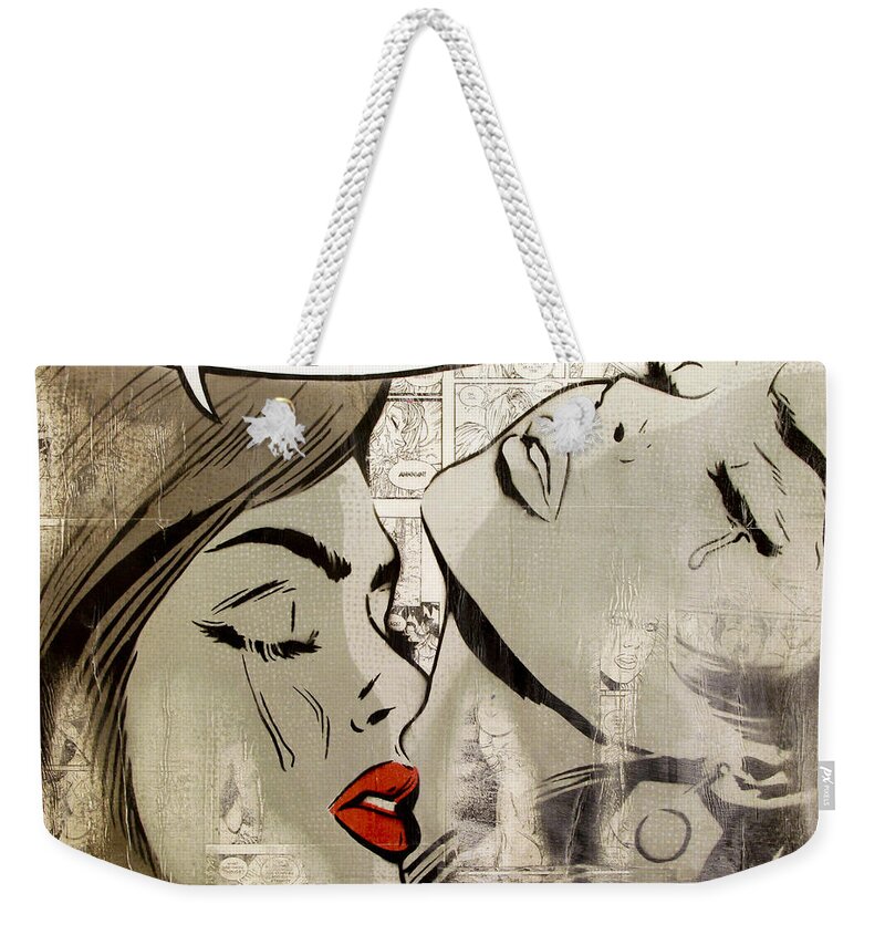 Lgbt Weekender Tote Bag featuring the painting He Doesn't Love You Like I Love You #2 by Bobby Zeik