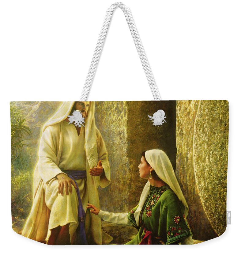 Jesus Weekender Tote Bag featuring the painting He is Risen by Greg Olsen