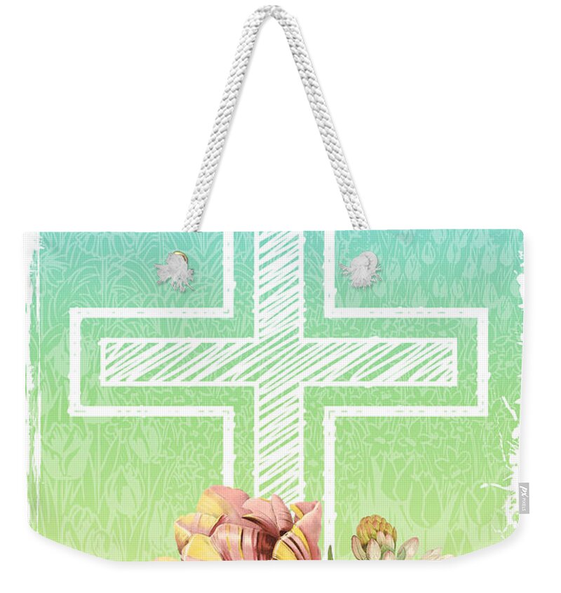 Jean Plout Weekender Tote Bag featuring the painting He is Risen-JP2800 by Jean Plout