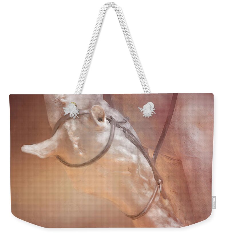 Horse Weekender Tote Bag featuring the photograph Head Down by Kathy Russell