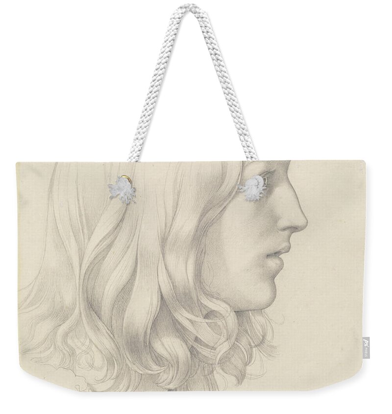  Weekender Tote Bag featuring the drawing Head Of A Young Man by Gustav Heinrich Naeke