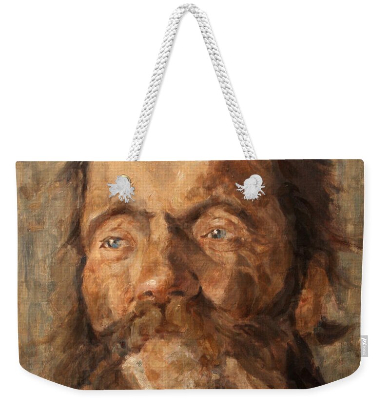 Portrait Weekender Tote Bag featuring the painting Head of an old Man by Darko Topalski