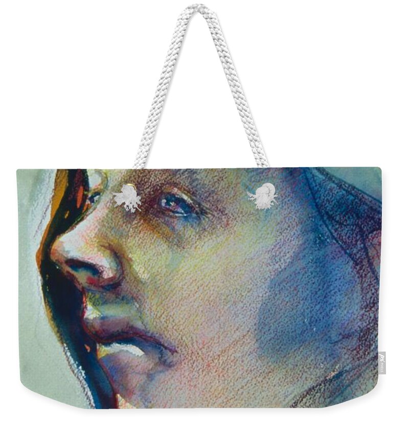 Headshot Weekender Tote Bag featuring the painting Head Study 7 by Barbara Pease