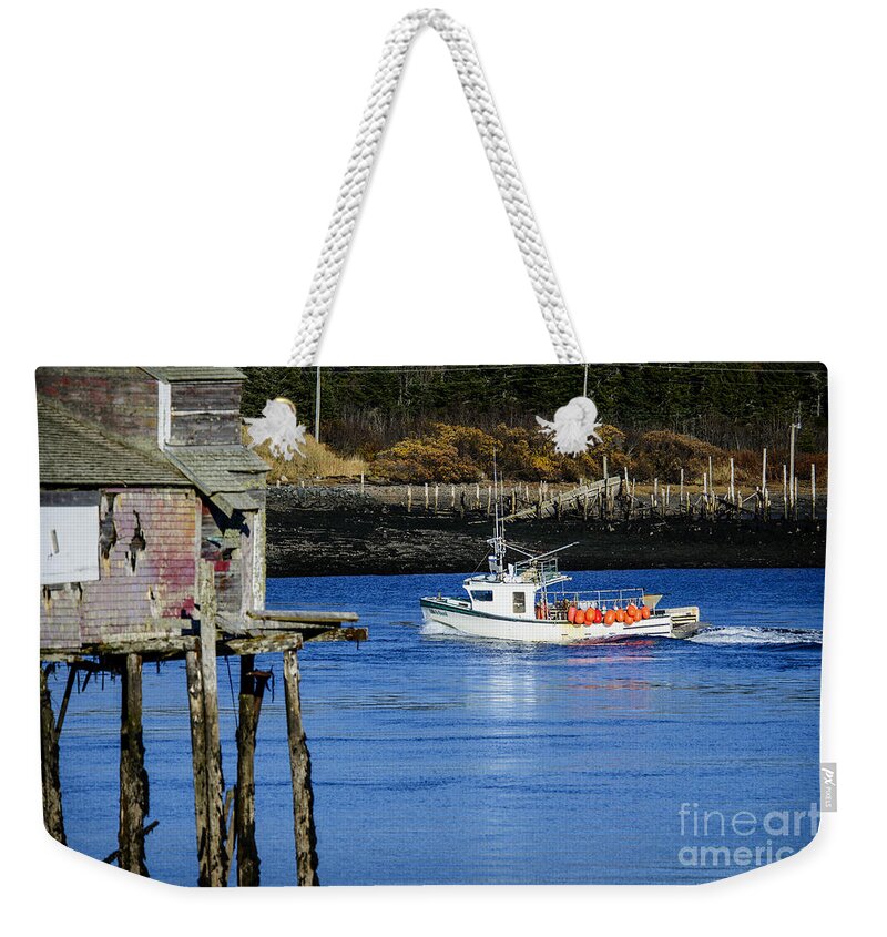 Downeast Weekender Tote Bag featuring the photograph Headed to Work by Alana Ranney