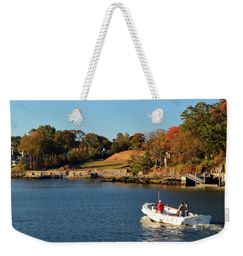 Greenwich Weekender Tote Bag featuring the photograph Heading Out by James Kirkikis