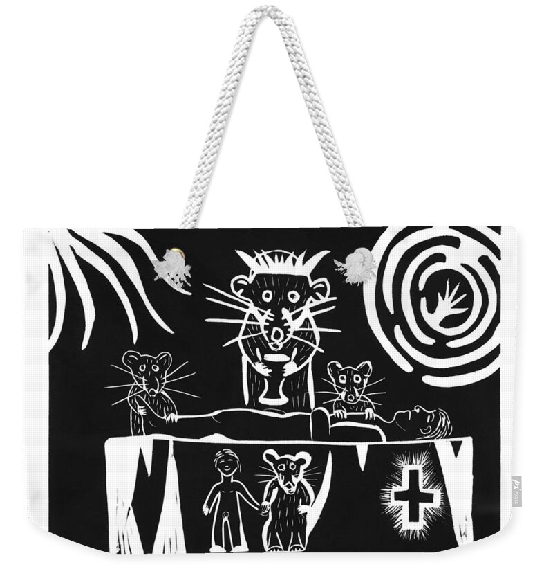 Rat Weekender Tote Bag featuring the drawing Healers by Dawn Boswell Burke